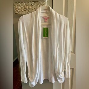 Lilly Pulitzer Women’s White Leslie Open Drapey Cardigan Pockets NWT - size XS